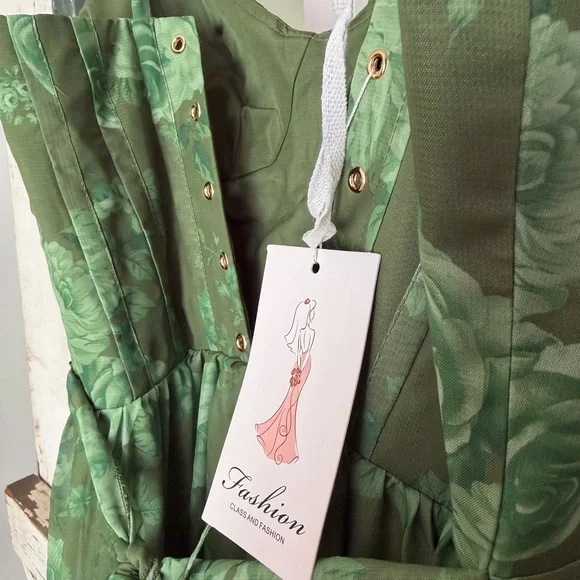 Green Floral Cottagecore Etheral Forest Fairy Vibes Formal Dress – NWT - Picture 6 of 11